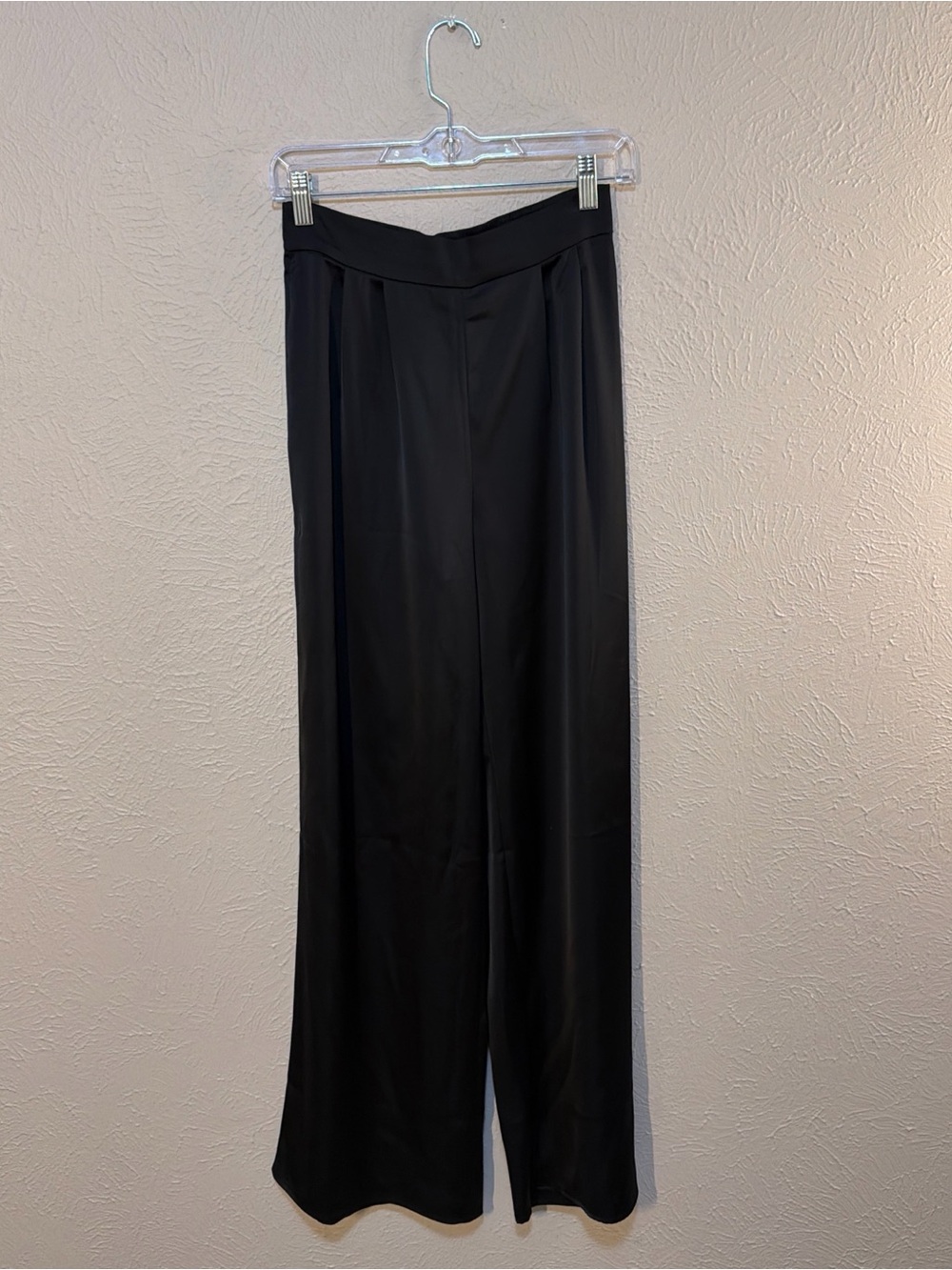 Black Wide-Leg Women's Satin Pants
